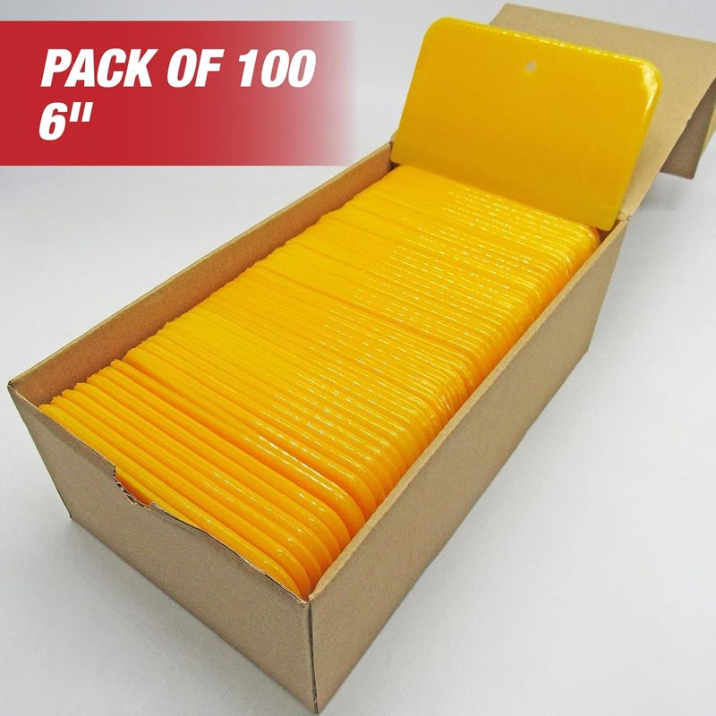 LAUCO Auto Body Filler Yellow Spreaders (Pack of 100) - Size 6" Reusable Plastic Spreader for Automotive Fillers, Putties, Glazes, Caulks and Paint - Easy Application (6") - Image 2